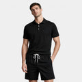Textured Polo Shirt Drawstring Shorts Set for Men