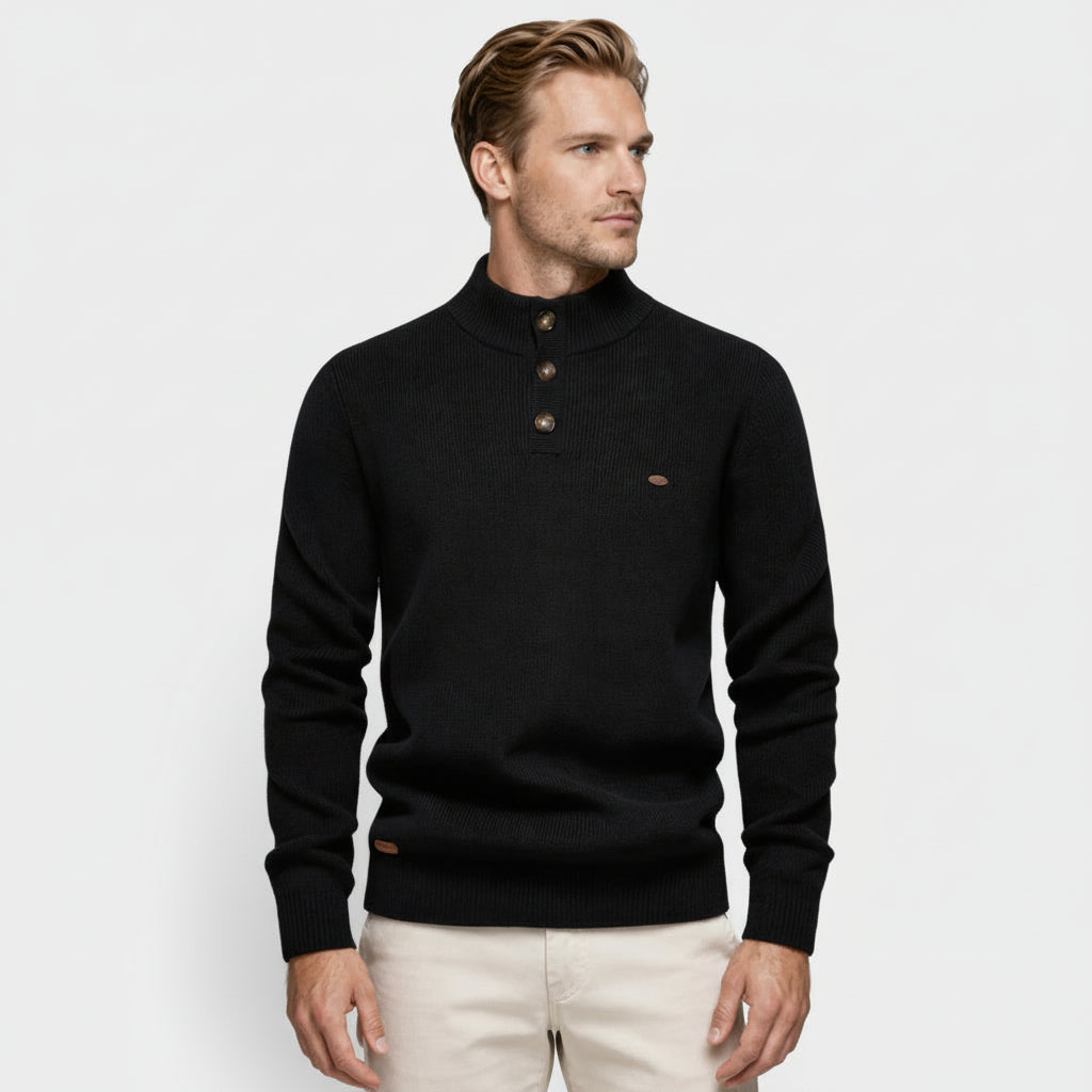 High Neck Ribbed Knit Sweater Regular Fit for Men