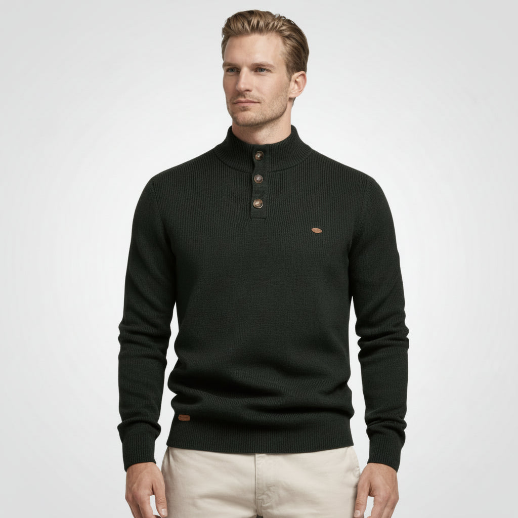 High Neck Ribbed Knit Sweater Regular Fit for Men