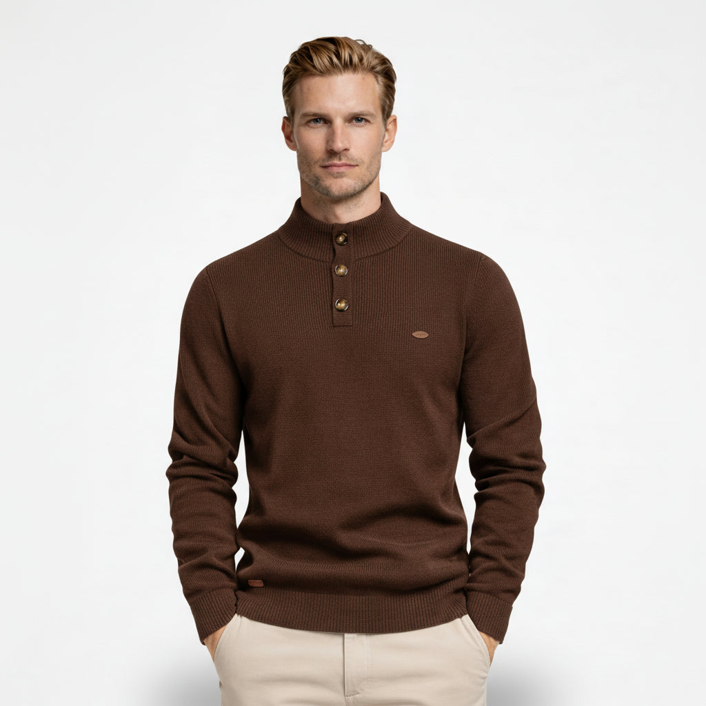 High Neck Ribbed Knit Sweater Regular Fit for Men