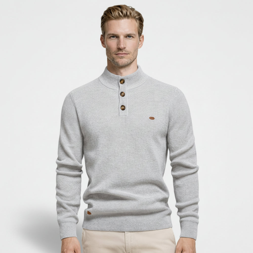 High Neck Ribbed Knit Sweater Regular Fit for Men