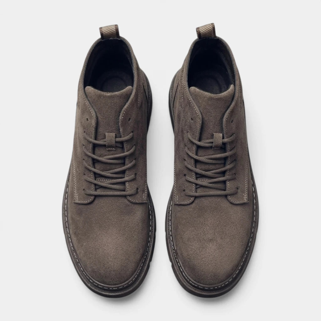 Suede Lace-Up Ankle Boots Round Toe for Men