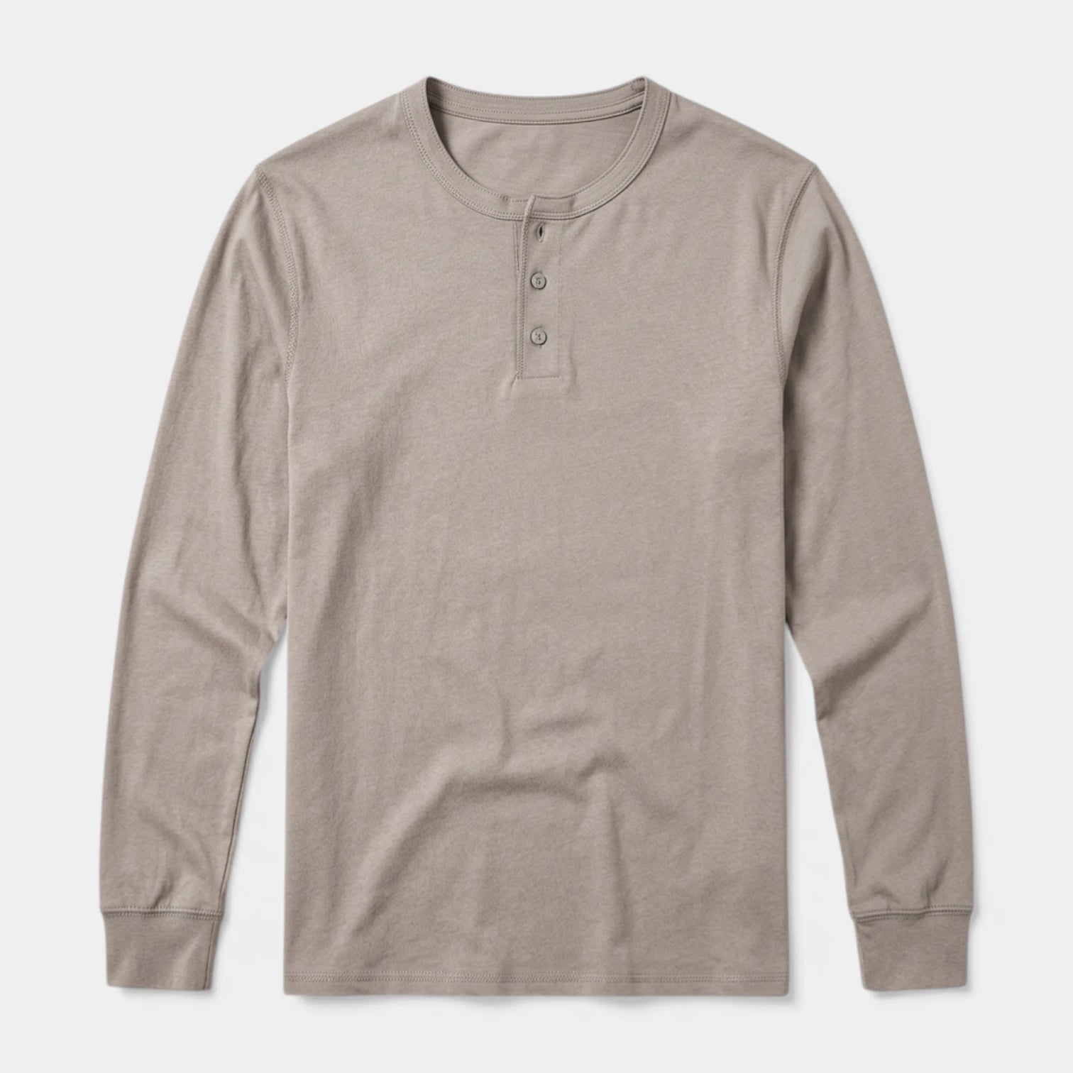 Long Sleeve Henley Shirt Three Button Placket for Men