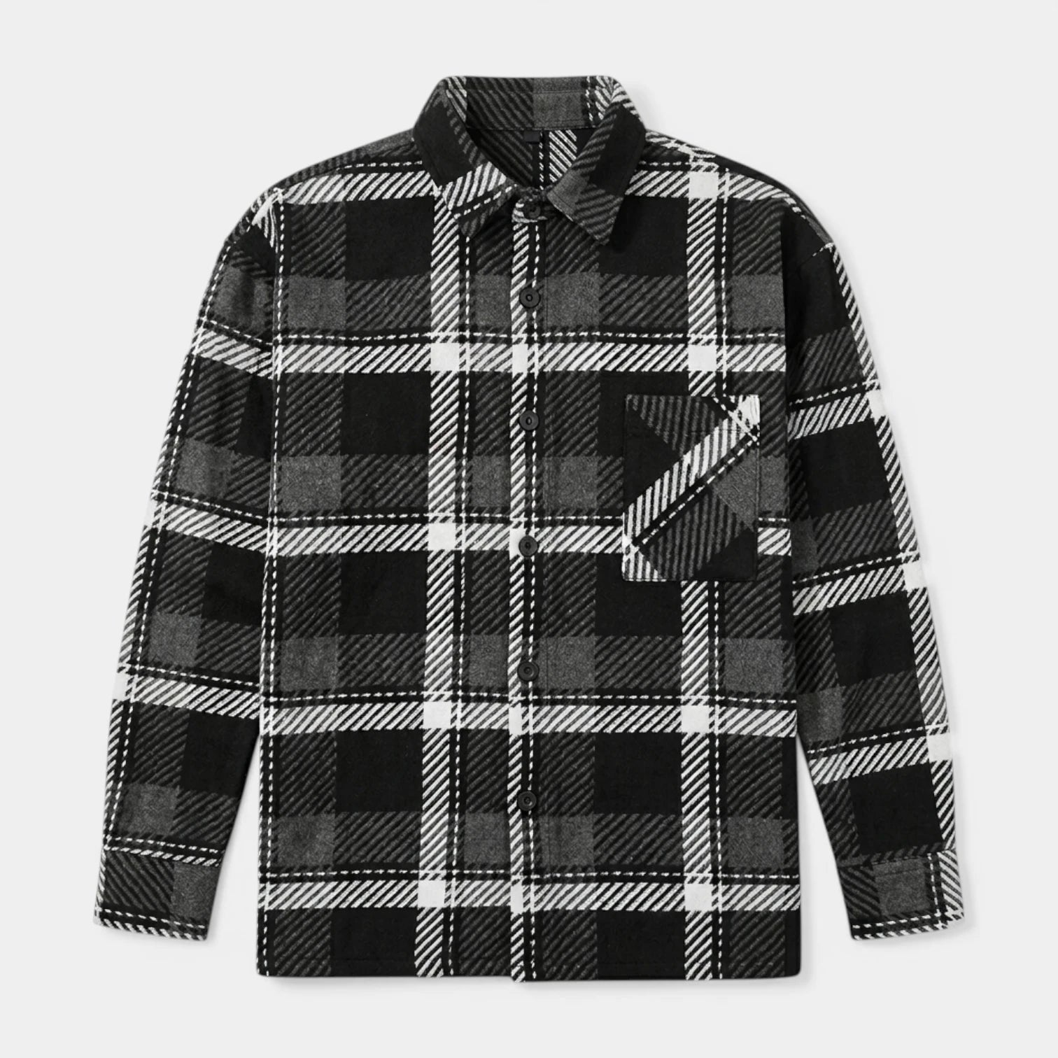 Checked Overshirt Relaxed Fit Button-Front for Men