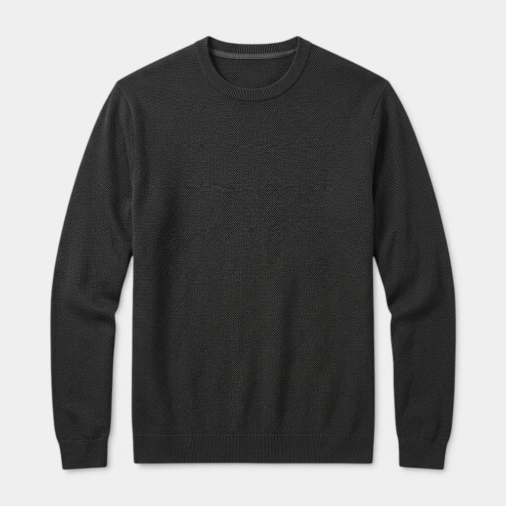Crew Neck Textured Knit Sweater Regular Fit for Men
