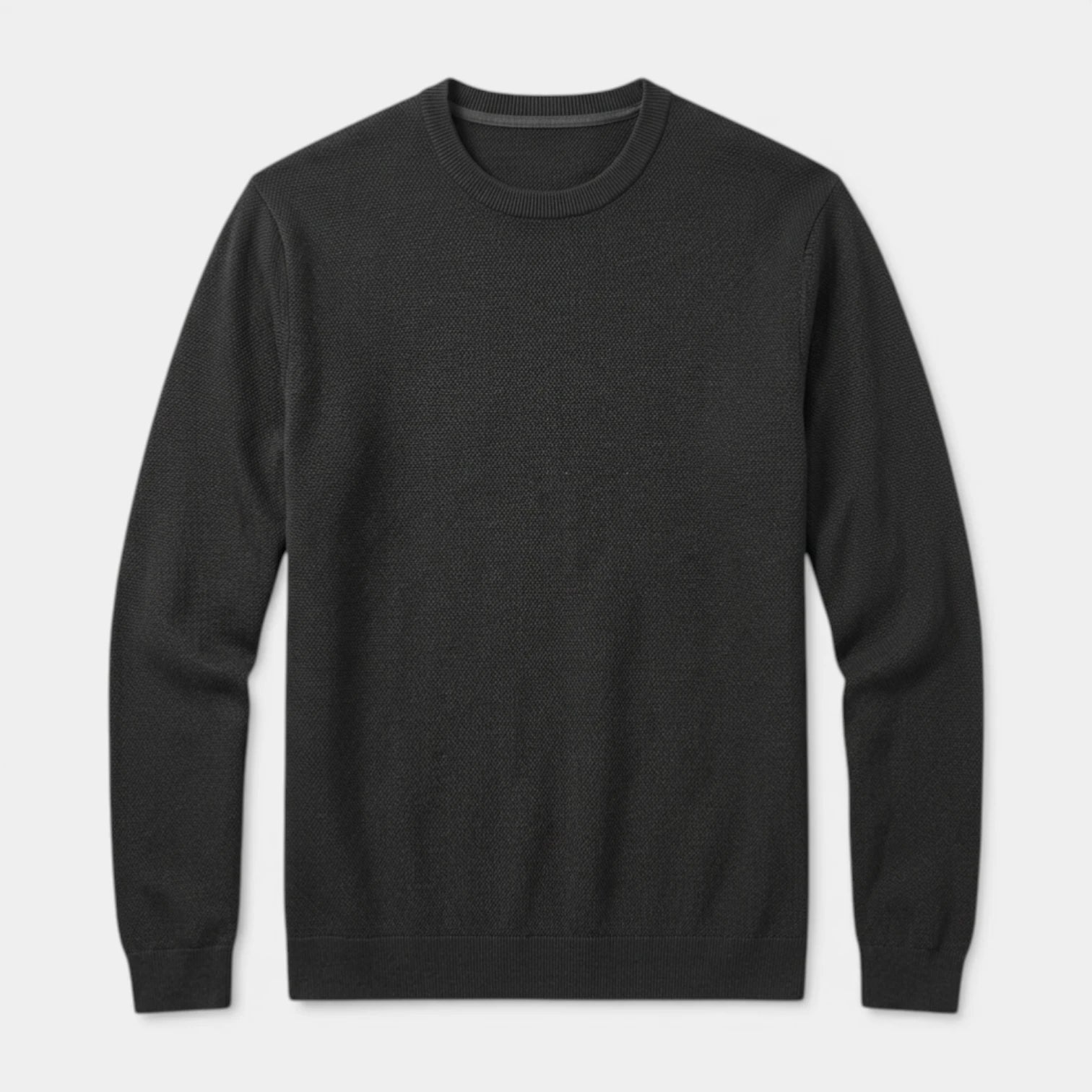 Crew Neck Textured Knit Sweater Regular Fit for Men