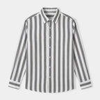 Linen-Cotton Striped Shirt Long Sleeve Relaxed Fit for Men