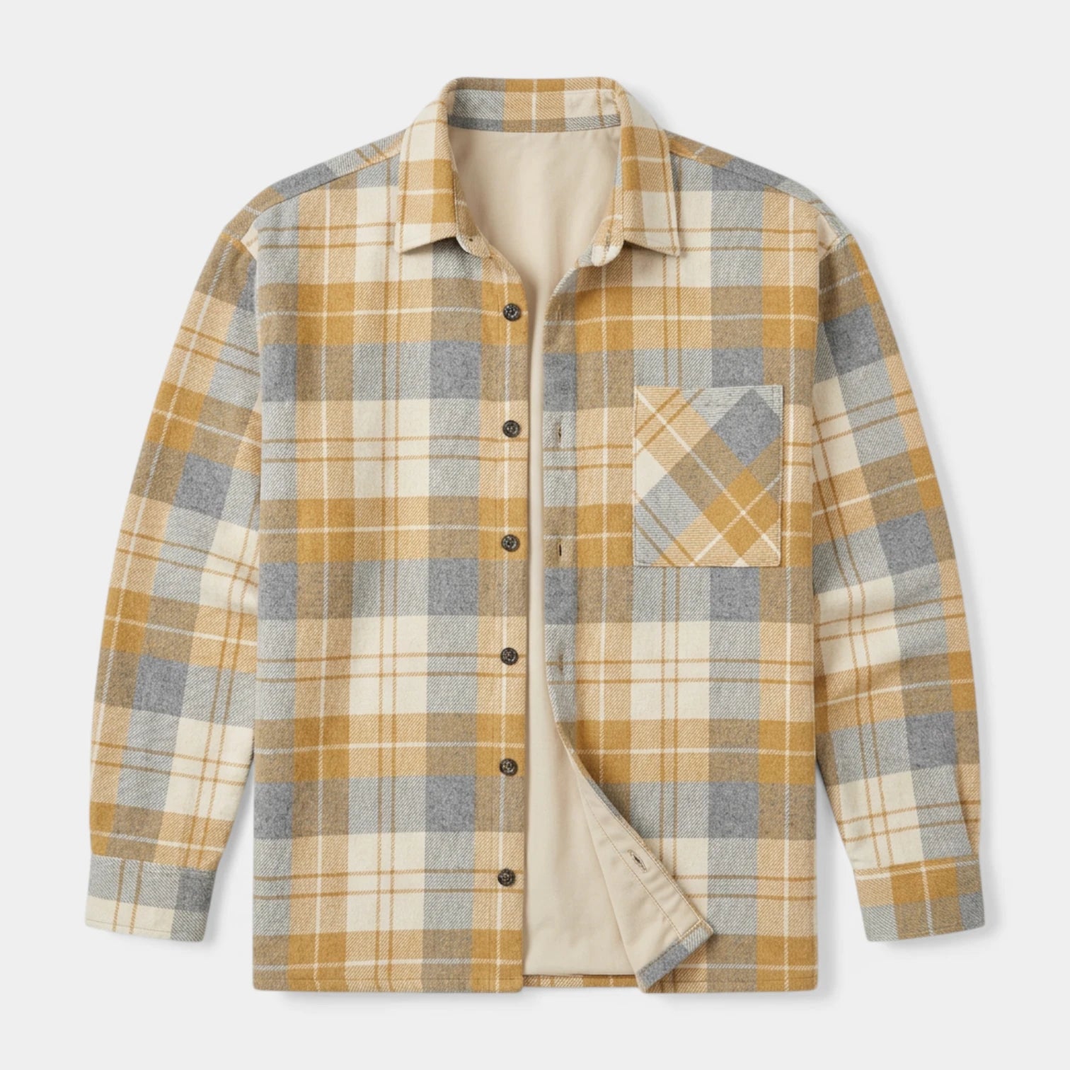 Checked Overshirt Relaxed Fit Button-Front for Men