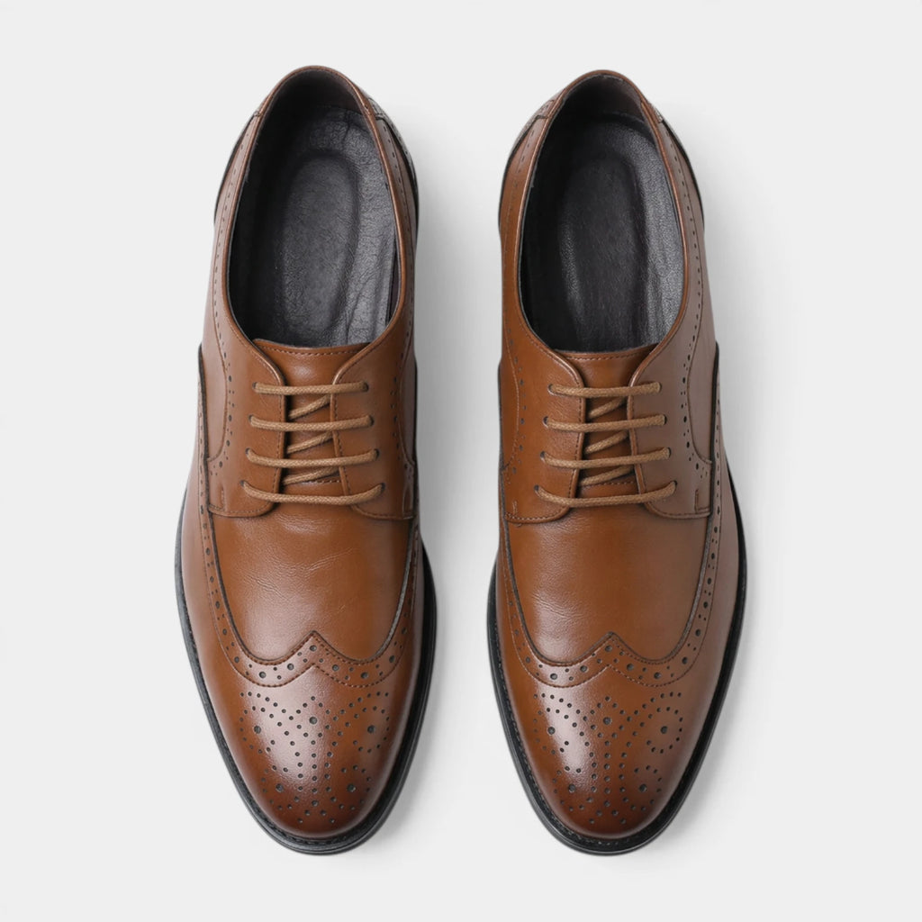 Wingtip Brogue Dress Shoes Lace-Up Perforated for Men