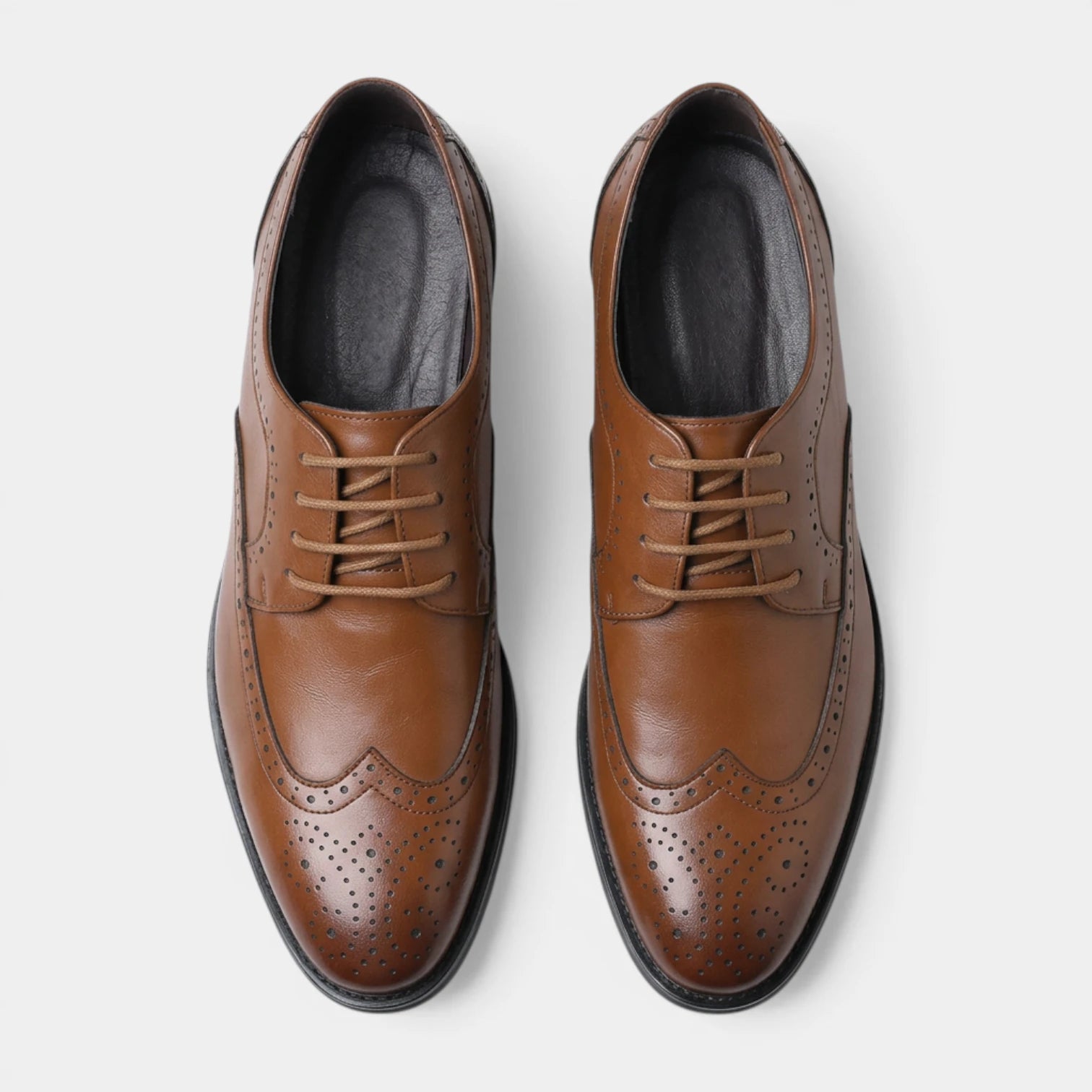 Wingtip Brogue Dress Shoes Lace-Up Perforated for Men