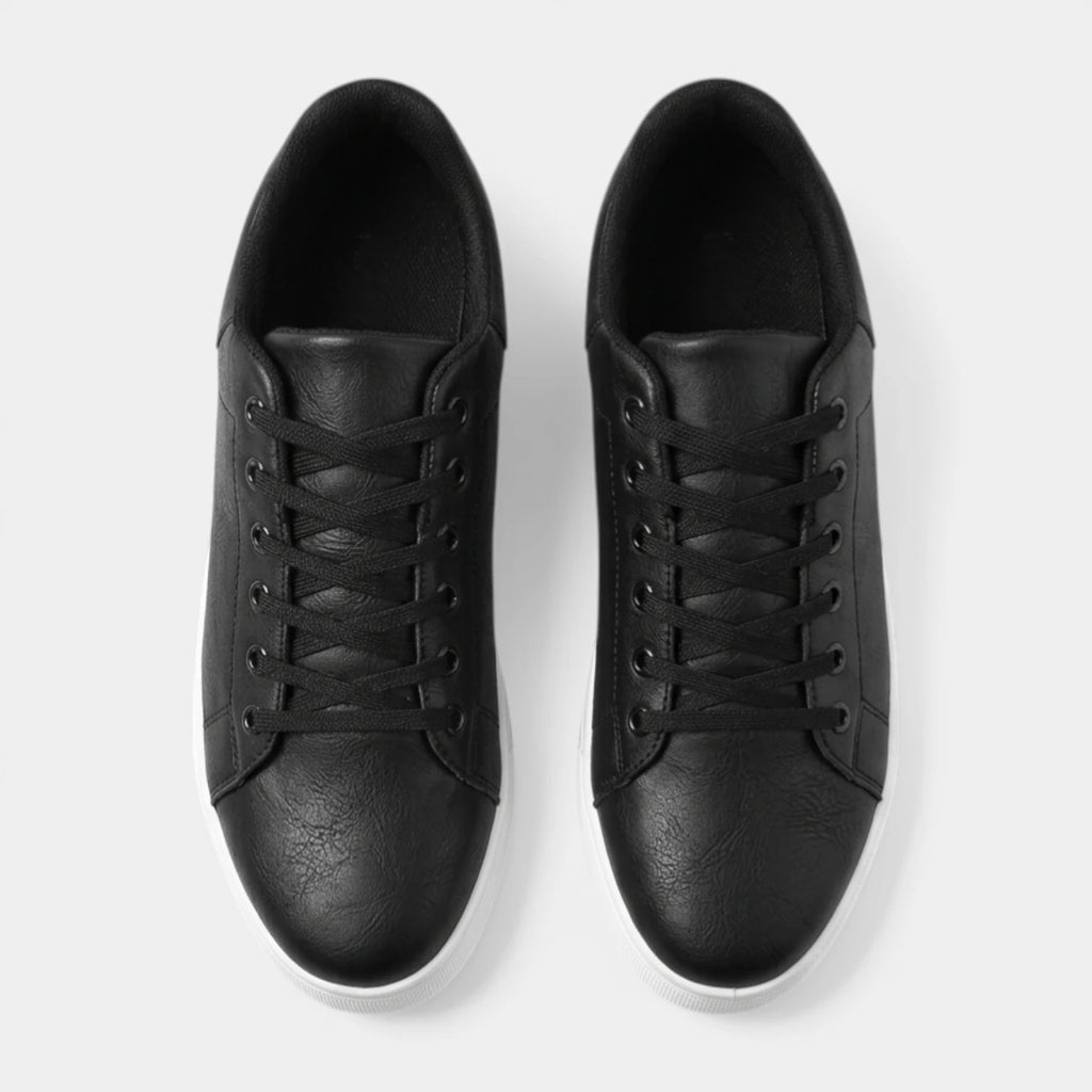 Lace Up Low Top Sneakers Textured Finish Round Toe Casual Shoes for Men