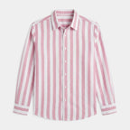Linen-Cotton Striped Shirt Long Sleeve Relaxed Fit for Men