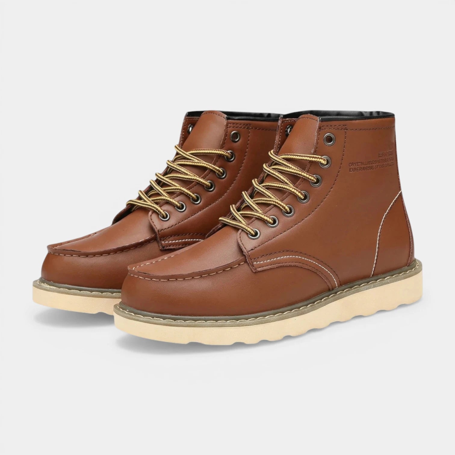 Contrast Stitch Vegan Leather Lace-Up Ankle Boots for Men