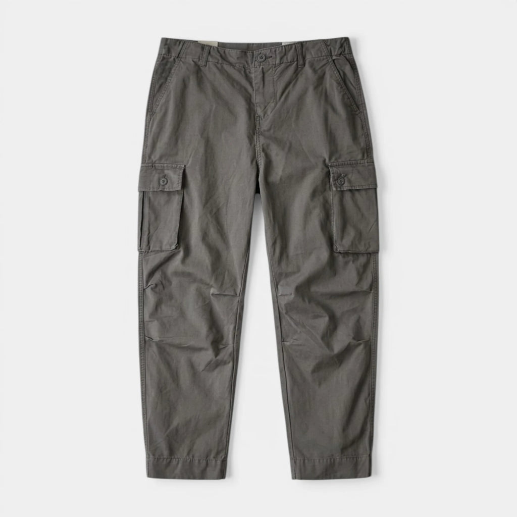 Cargo Pants Straight Fit Button Waist Flap Pockets for Men