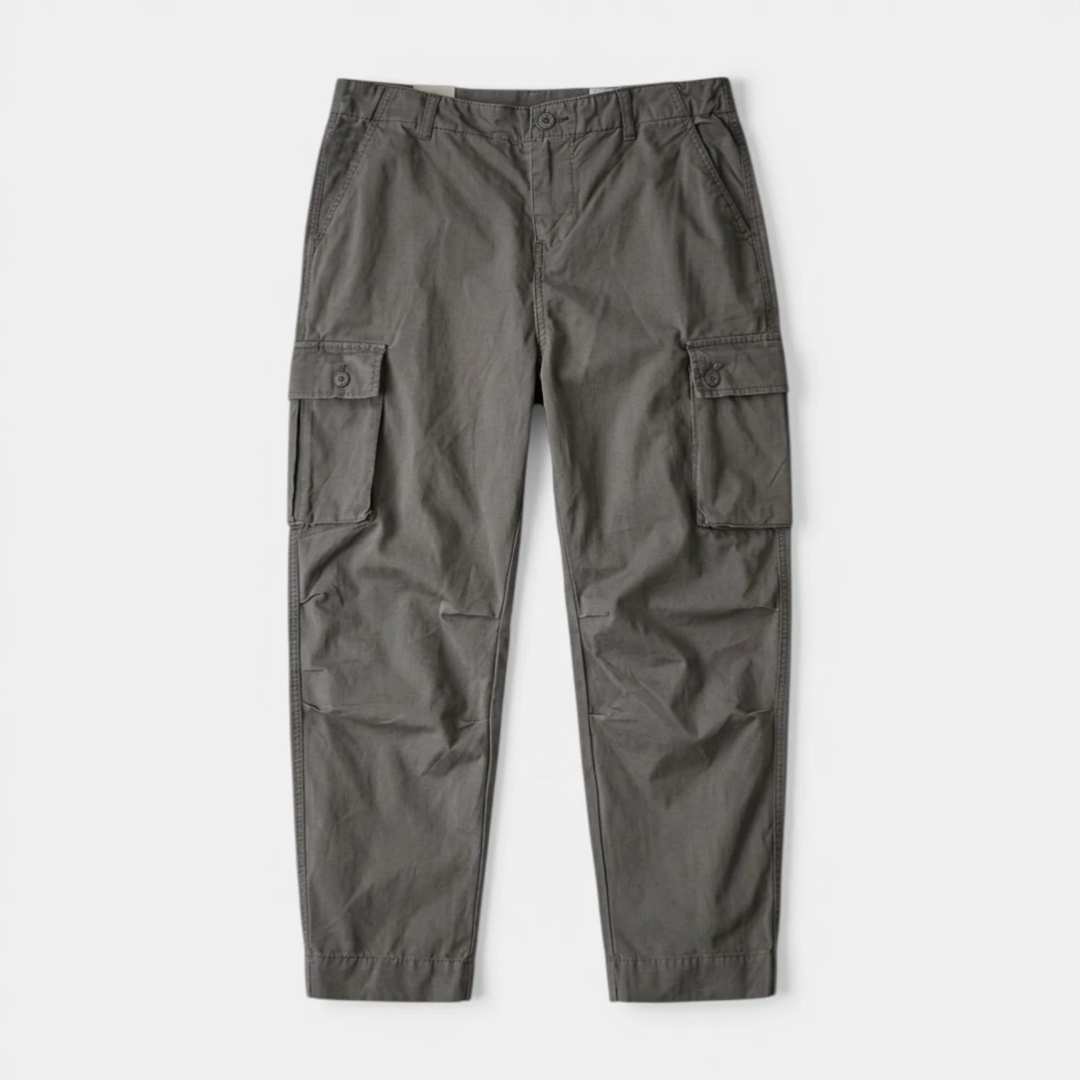 Cargo Pants Straight Fit Button Waist Flap Pockets for Men