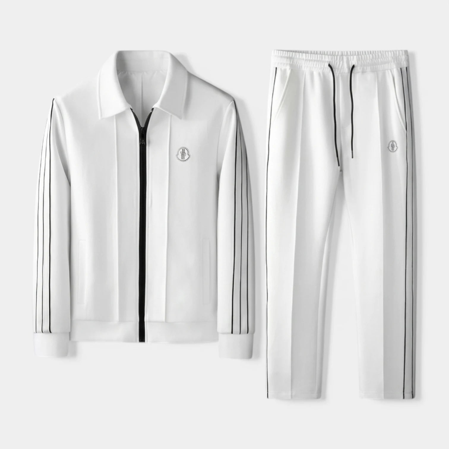 Tracksuit Set Zip-Up Jacket Drawstring Pants Stripe for Men