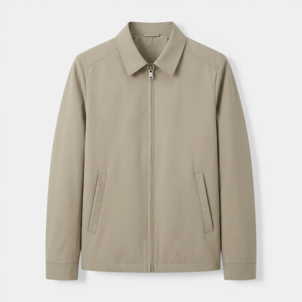 Zip-Up Collared Jacket Smooth Finish Regular Fit for Men