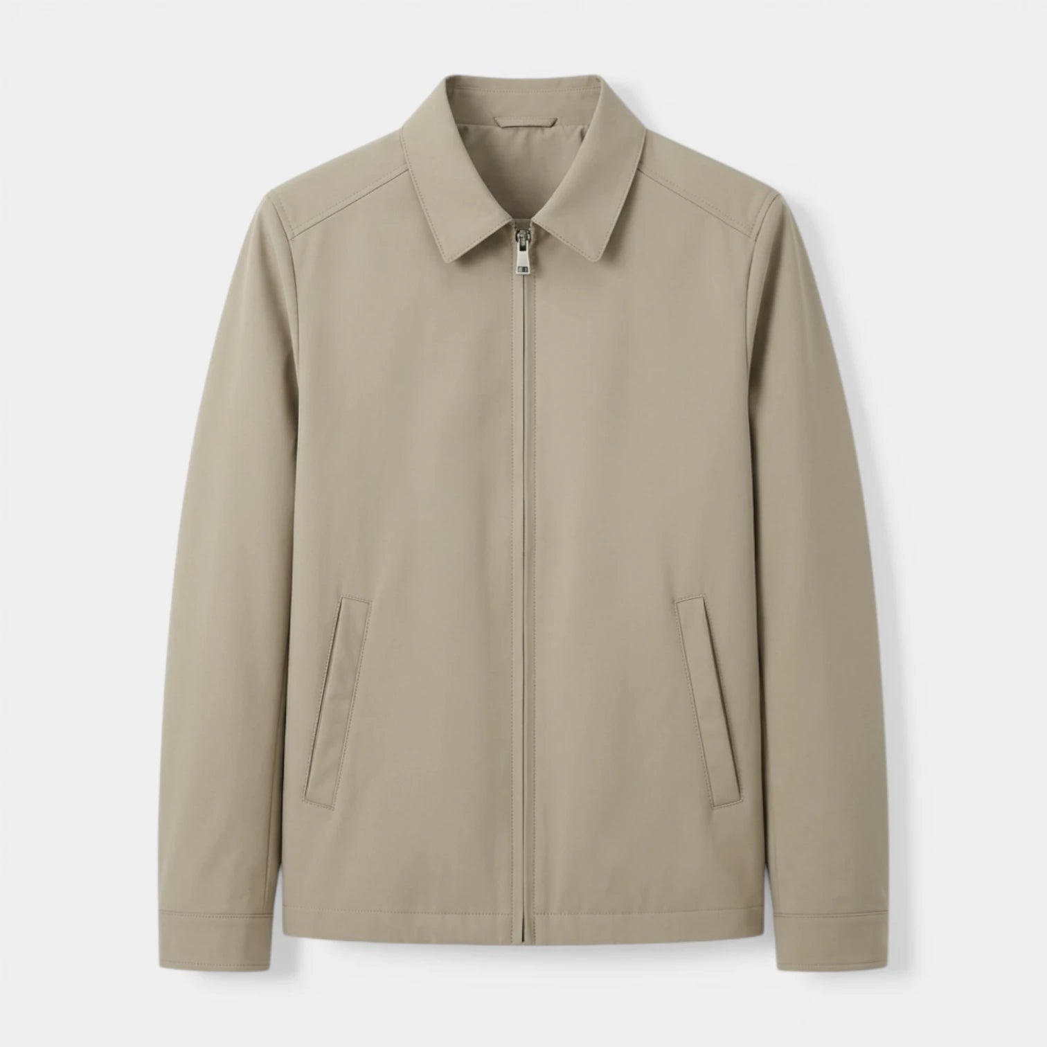 Zip-Up Collared Jacket Smooth Finish Regular Fit for Men