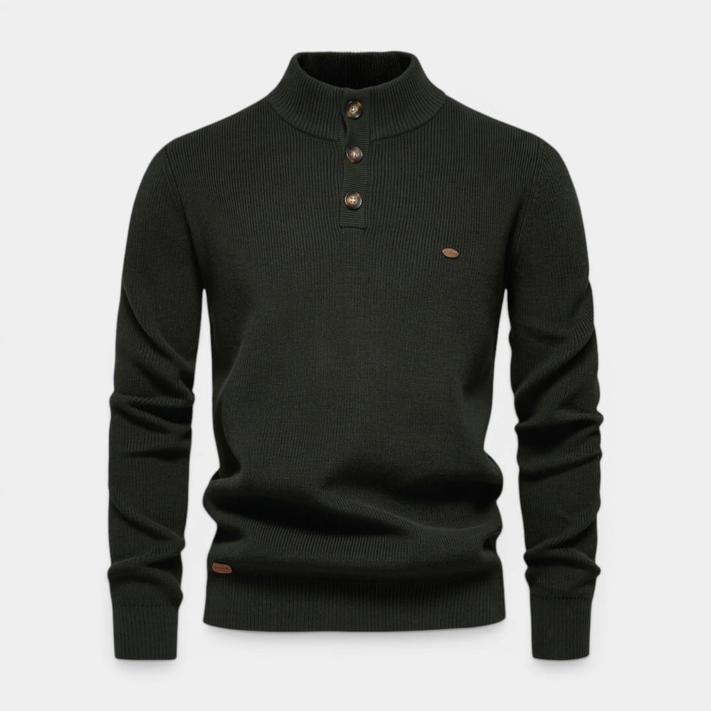 High Neck Ribbed Knit Sweater Regular Fit for Men