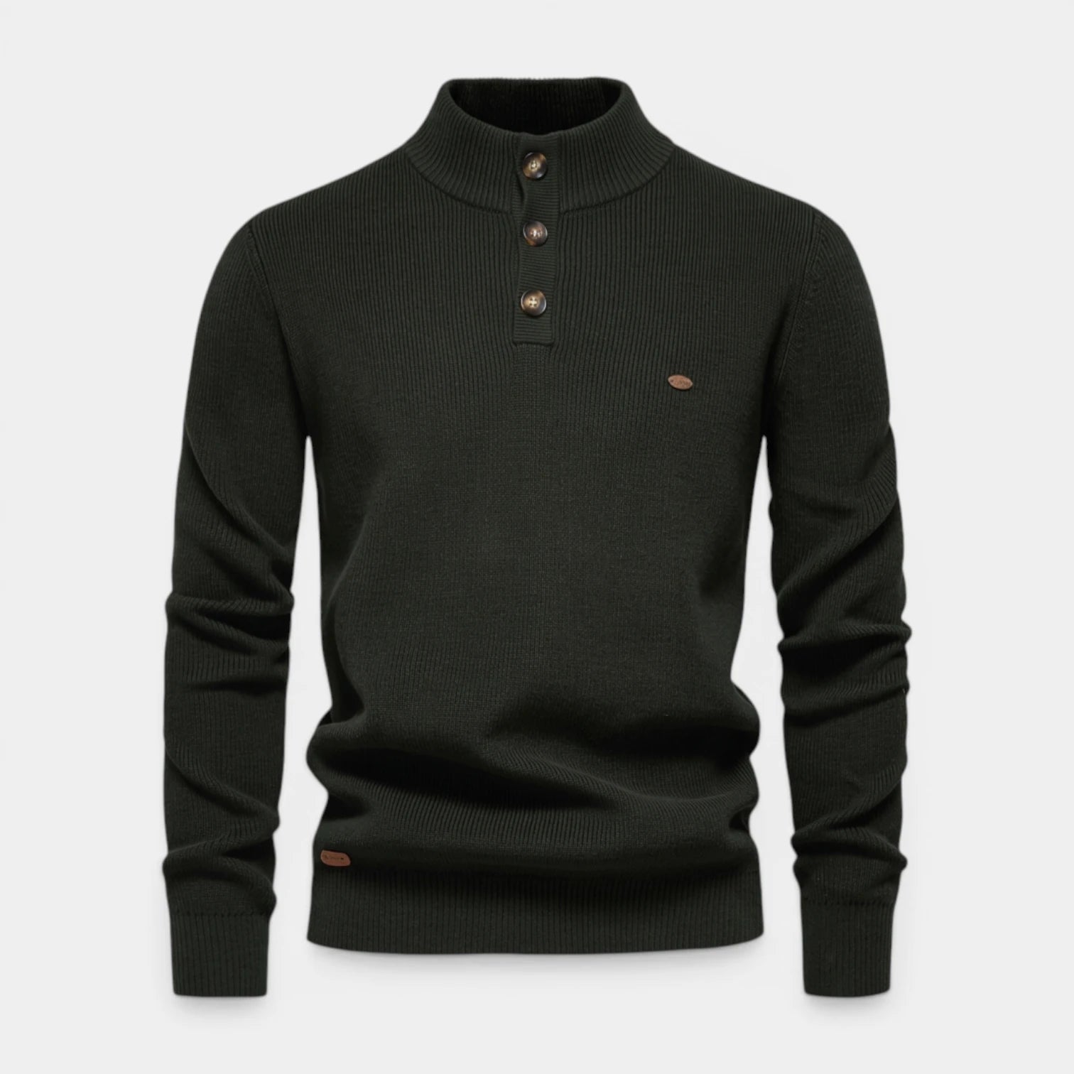 High Neck Ribbed Knit Sweater Regular Fit for Men