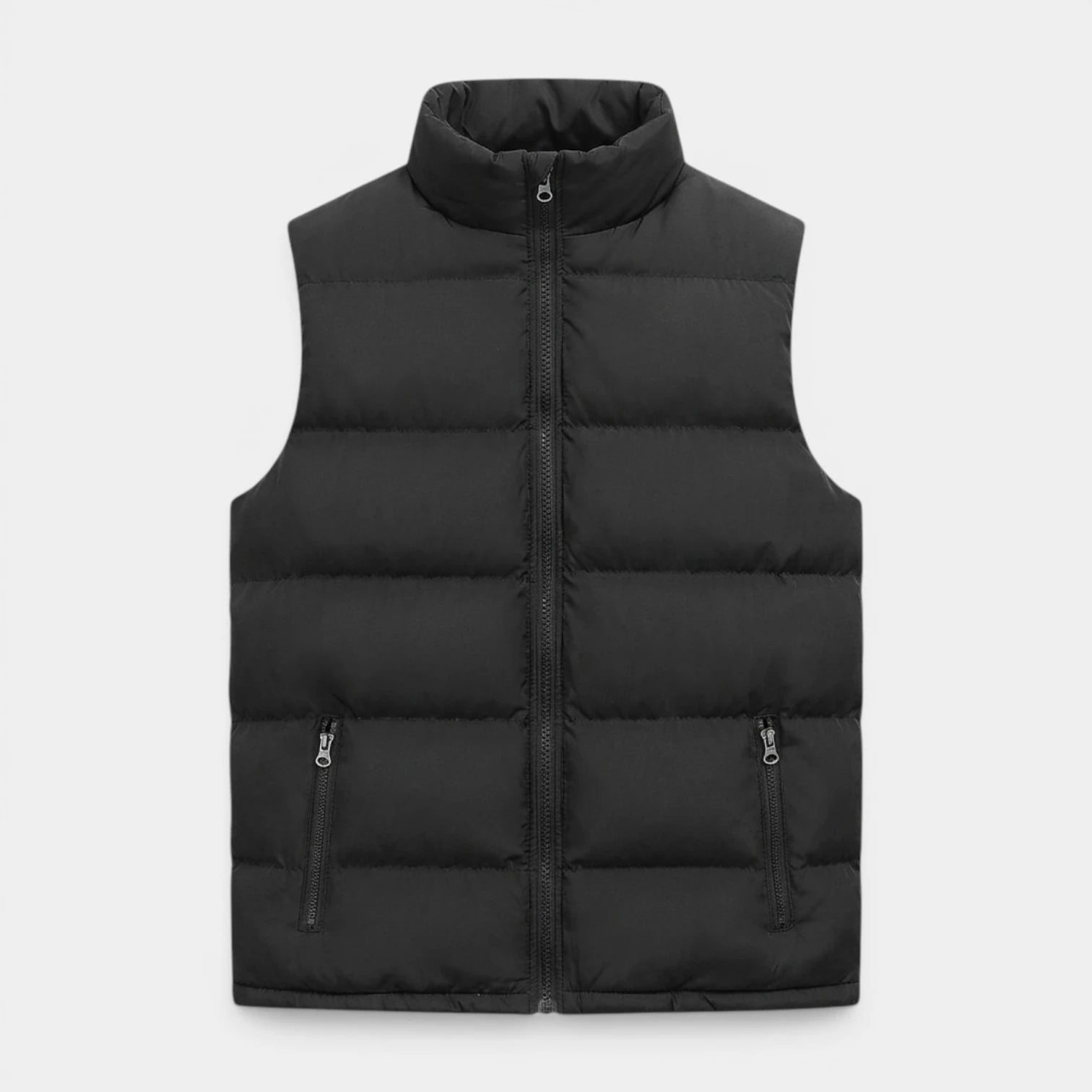 Quilted Puffer Vest Zip-Up Stand Collar Sleeveless Regular Fit for Men