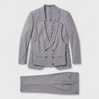 3-Piece Suit Set Single-Breasted Blazer Double-Breasted Vest for Men