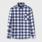 Checkered Button-Down Collar Long Sleeve Shirt for Men