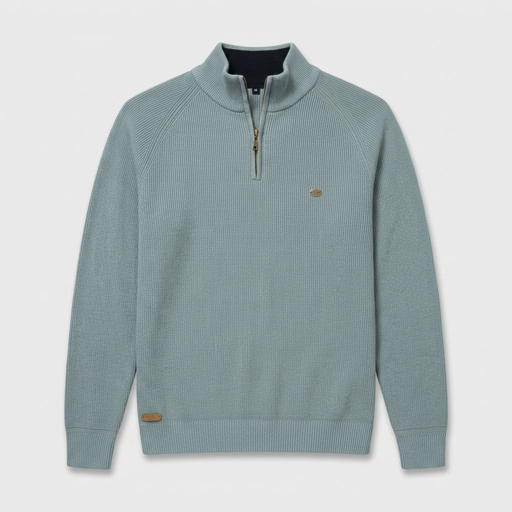 Half-Zip Knitted Jumper Stand Collar Slim Fit for Men