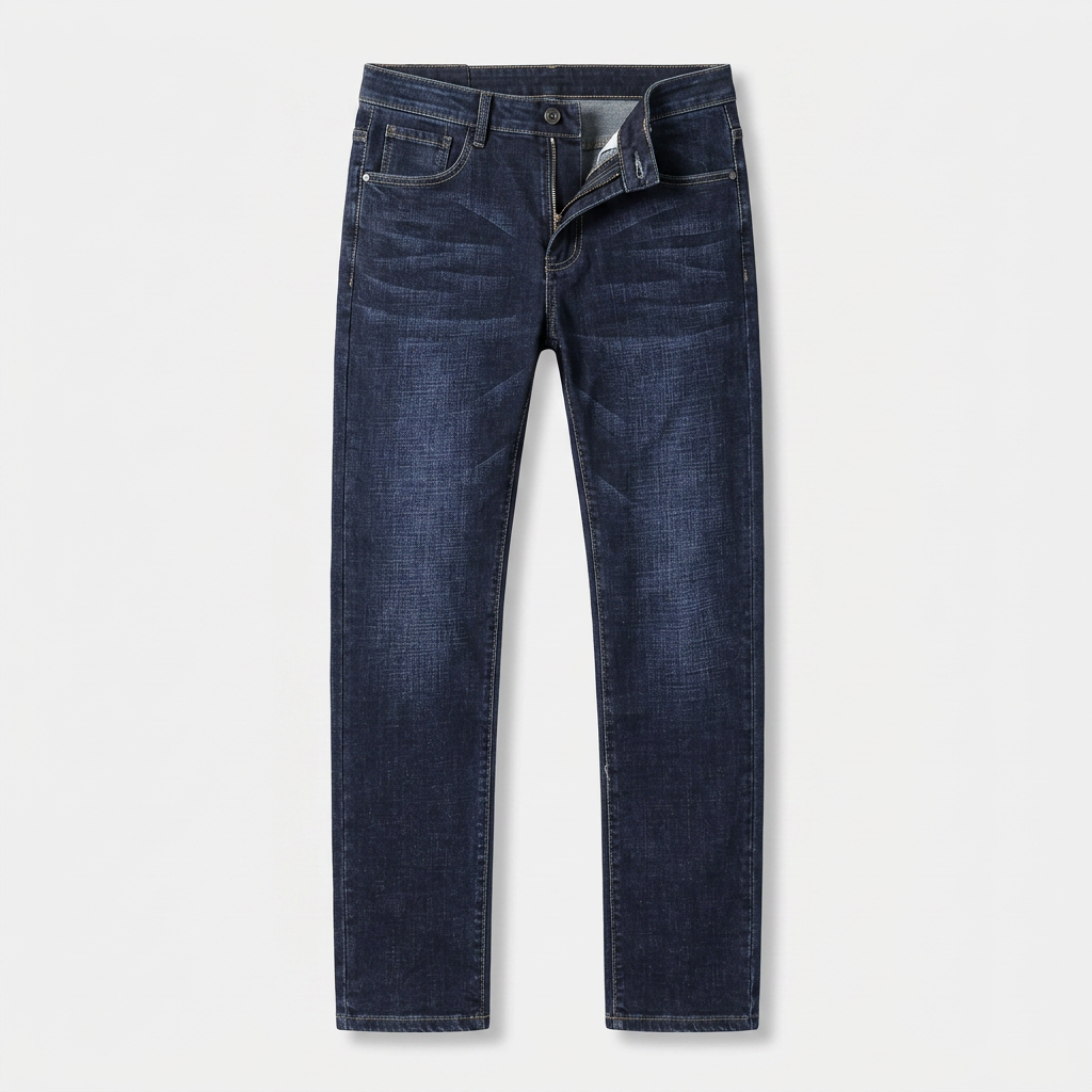 Straight Leg Denim Jeans Stretch Cotton Regular Fit for Men