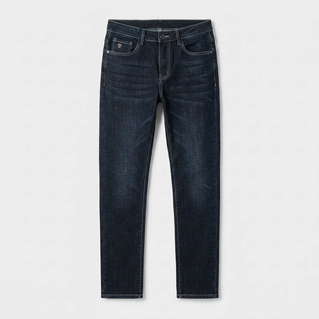 Straight Leg Denim Jeans Stretch Cotton Regular Fit for Men