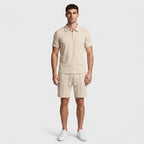 Two-Piece Zip Polo Shirt and Shorts Set for Men