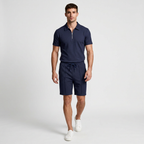 Two-Piece Zip Polo Shirt and Shorts Set for Men