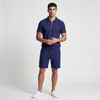 Two-Piece Zip Polo Shirt and Shorts Set for Men