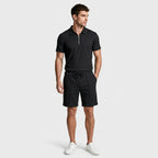 Two-Piece Zip Polo Shirt and Shorts Set for Men
