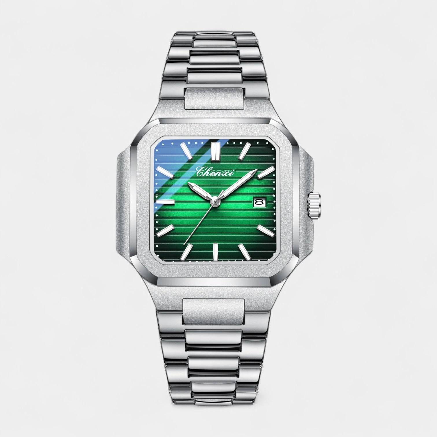 Men’s Square Stainless Steel Quartz Watch