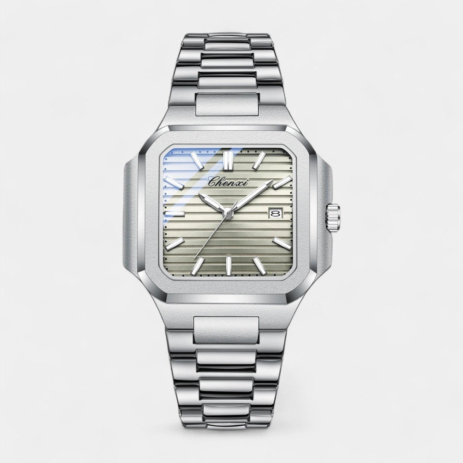 Men’s Square Stainless Steel Quartz Watch