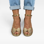 Women's Metallic Strappy Block-Heel Sandals