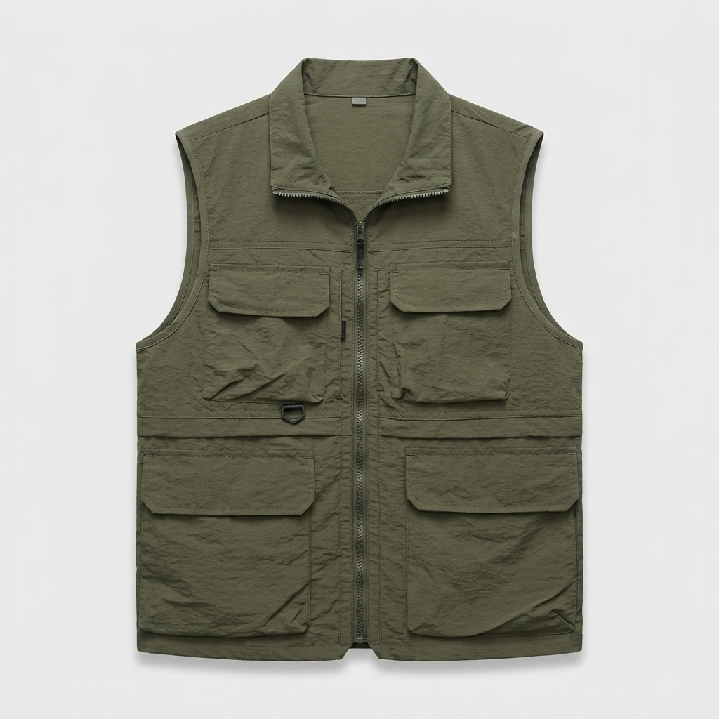 Utility Vest Multi-Pocket Full Zip for Men