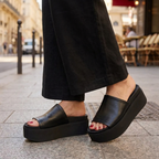 Women's Leather Chunky Flatform Slides