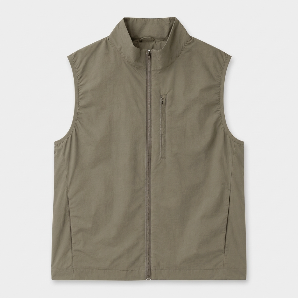 Lightweight Zip Vest Stand Collar Minimal for Men