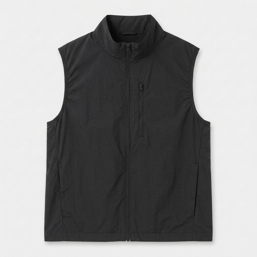 Lightweight Zip Vest Stand Collar Minimal for Men
