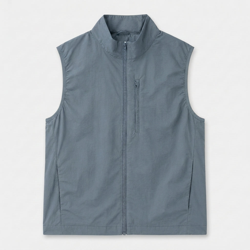 Lightweight Zip Vest Stand Collar Minimal for Men