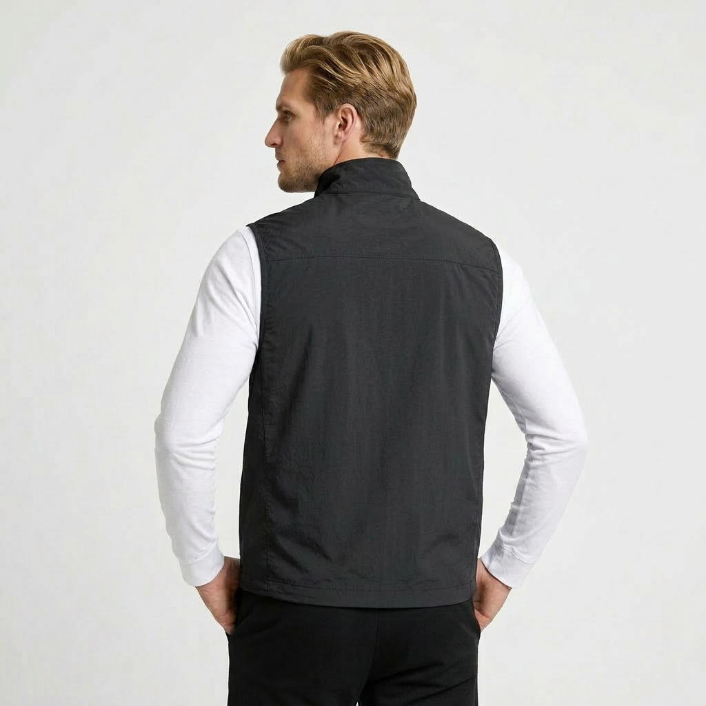 Lightweight Zip Vest Stand Collar Minimal for Men