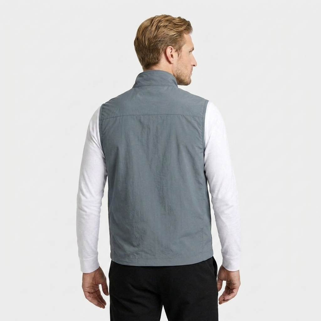 Lightweight Zip Vest Stand Collar Minimal for Men