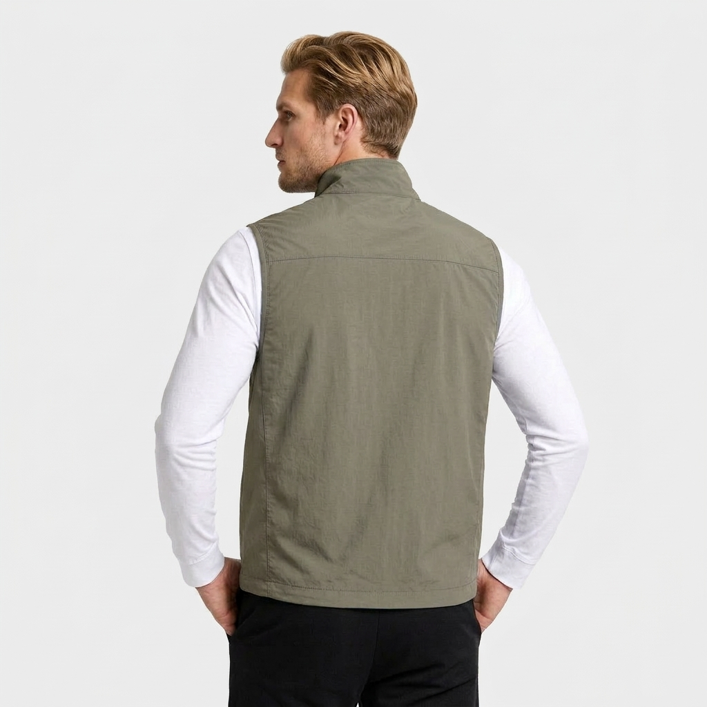 Lightweight Zip Vest Stand Collar Minimal for Men
