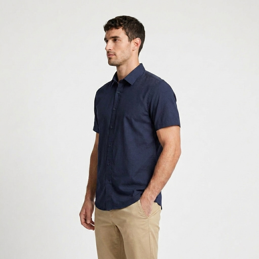 Short Sleeve Button-Up Shirt Slim Fit for Men