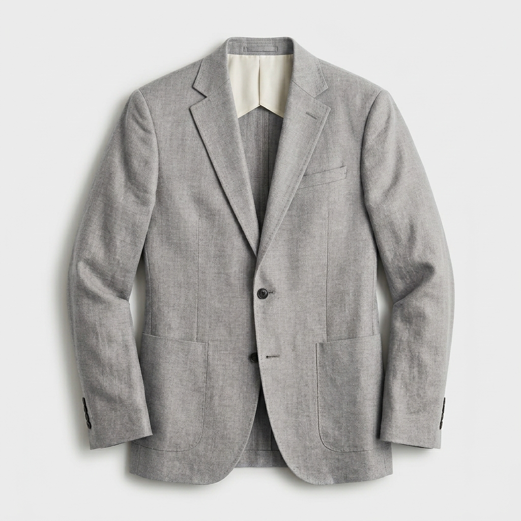 Linen Blazer Notch Lapel Patch Pockets for Men