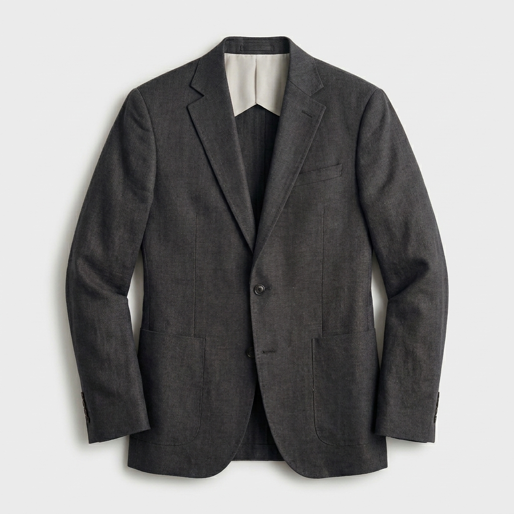 Linen Blazer Notch Lapel Patch Pockets for Men