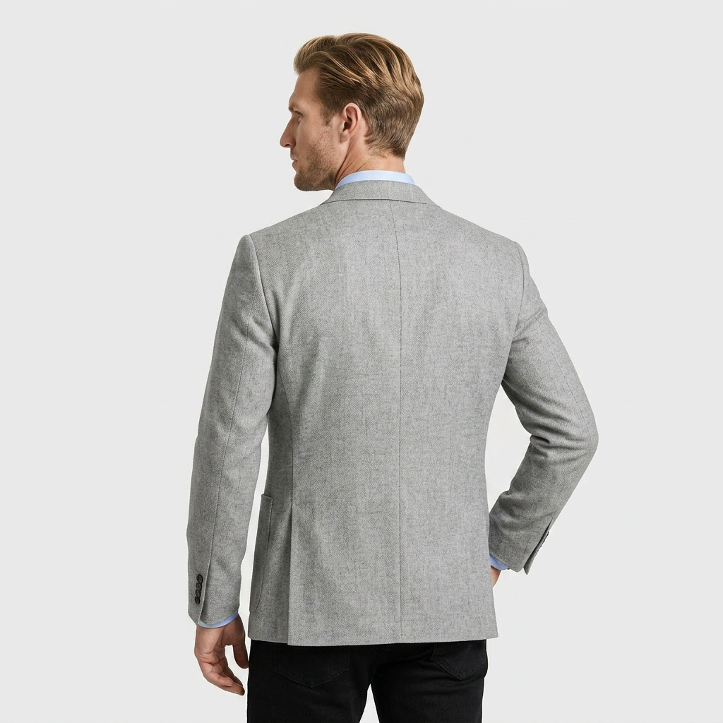 Linen Blazer Notch Lapel Patch Pockets for Men