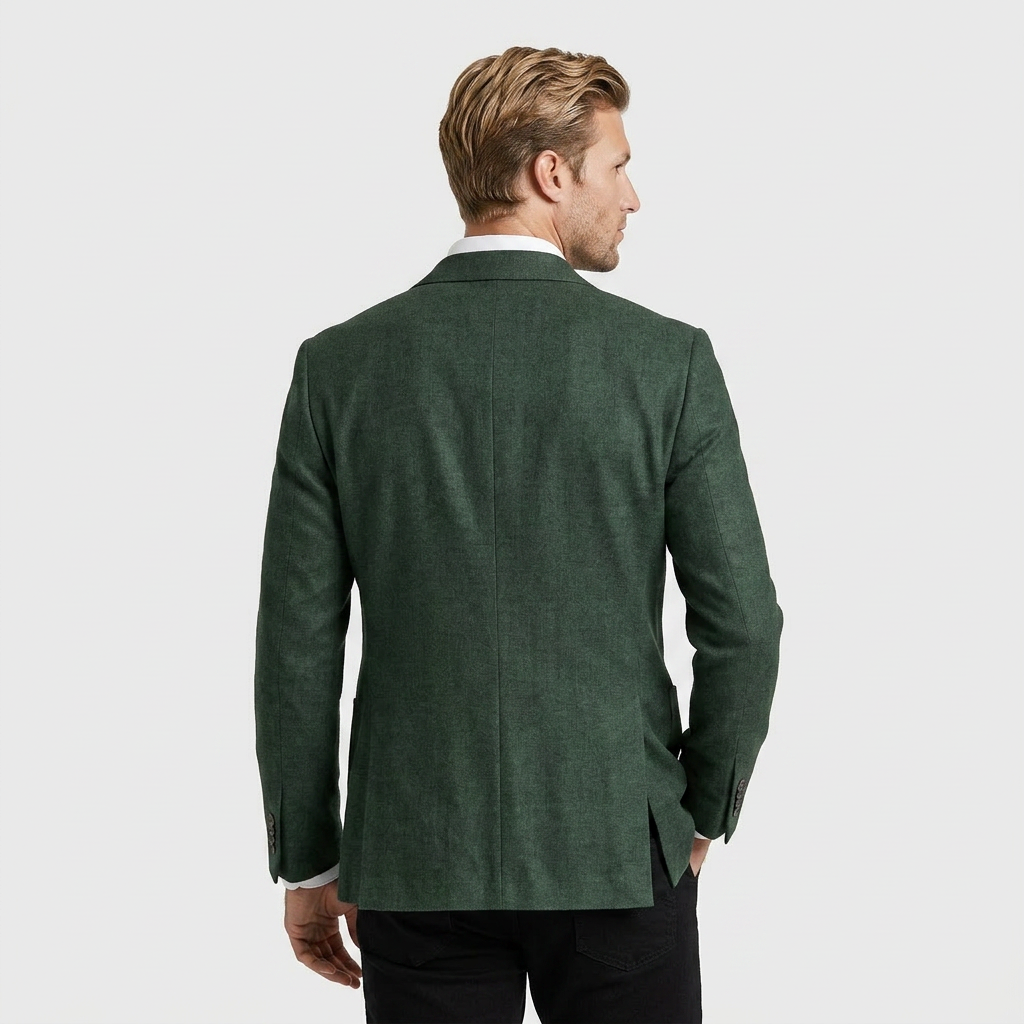 Linen Blazer Notch Lapel Patch Pockets for Men